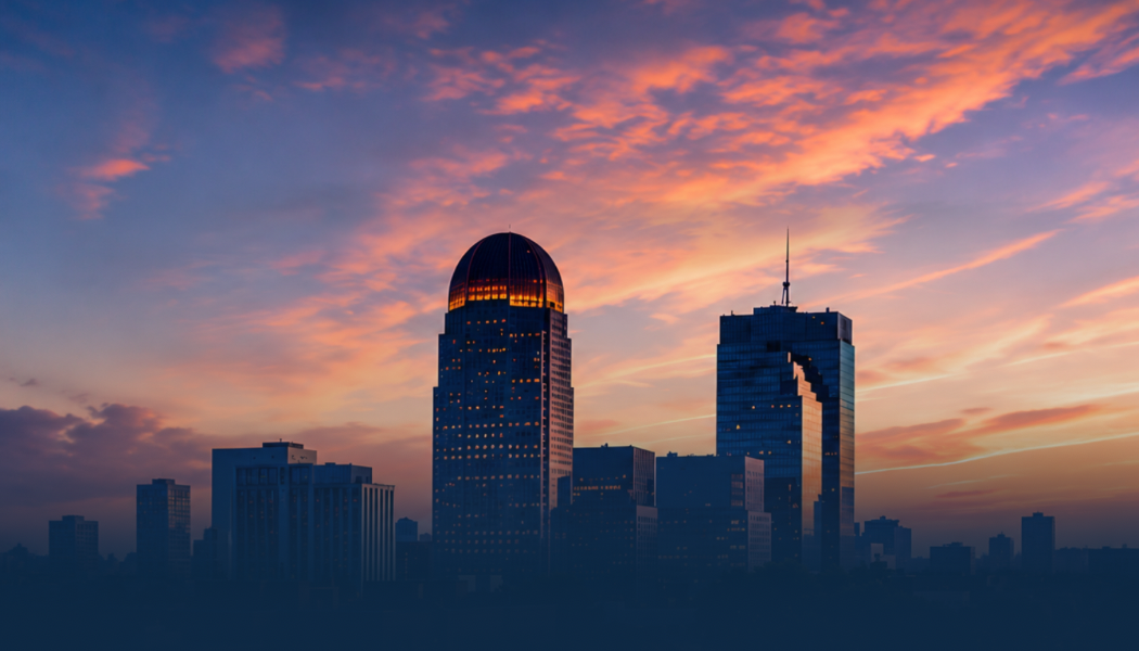 Winston-Salem skyline at sunset — Owens Dental